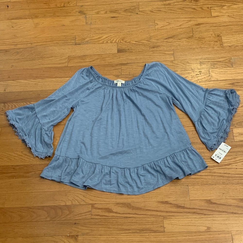 Style & Co. Light Blue Ruffle Blouse